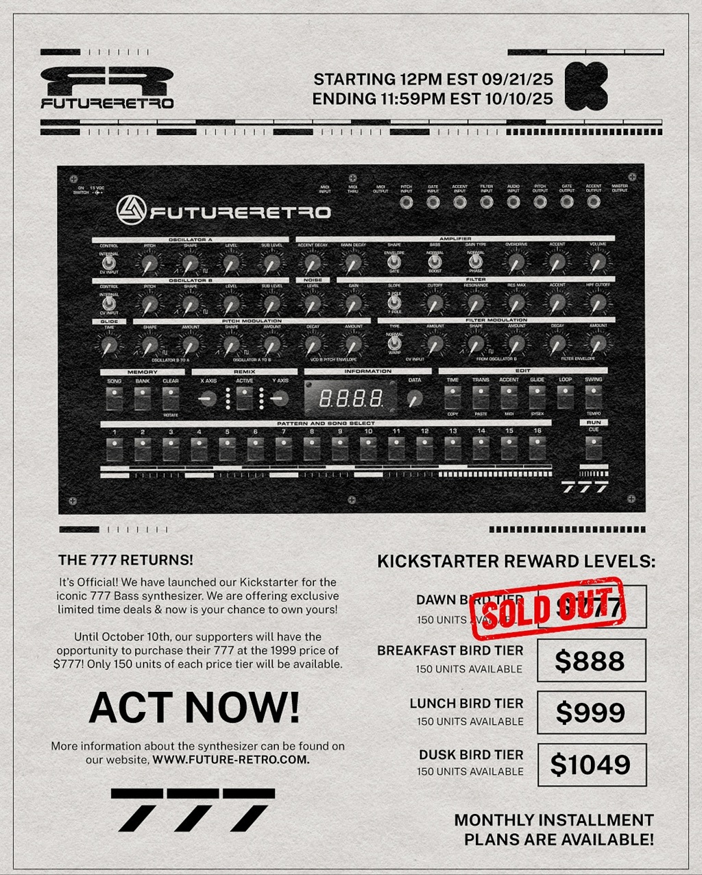 FutureRetro 777 Fortschritt auf Kickstarter