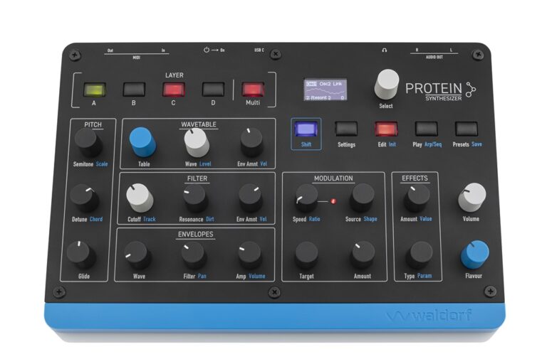 Waldorf Protein Wavetable-Synthesizer mit Microwave-Genen