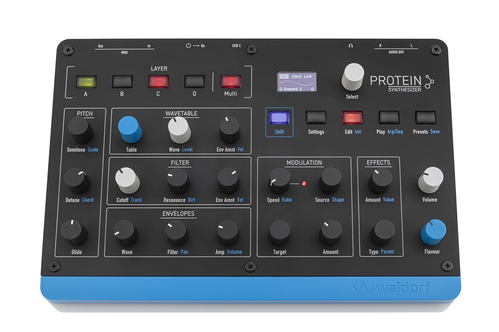 Waldorf Protein Wavetable-Synthesizer mit Microwave-Genen