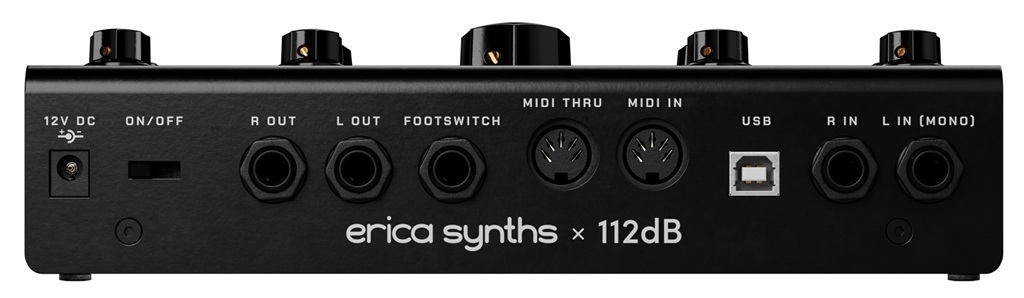 Erica Synths Xenodrive Rückseite mit Audioanschlüsse