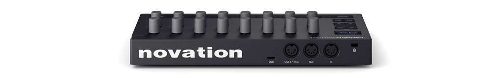 Novation Launch Control 3 Rückseite mit Anschlüsse für MIDI und DAW