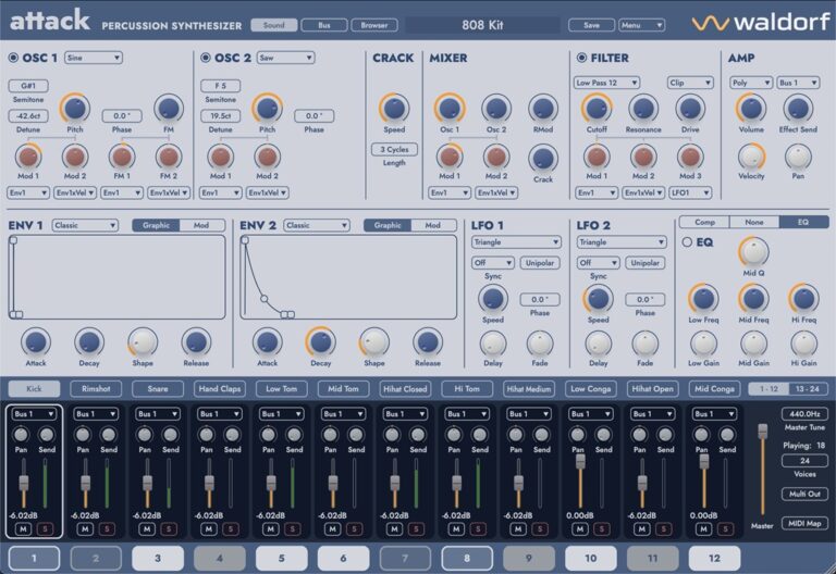 Drum Synthesizer Plugin für DAW von Waldorf Attack 3