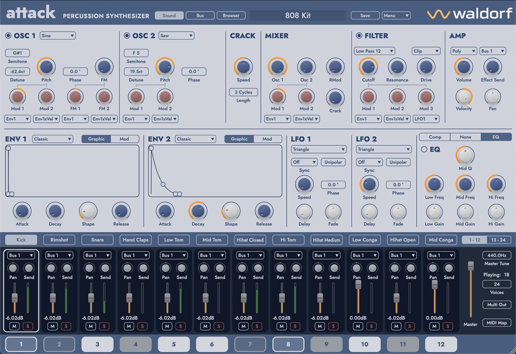 Drum Synthesizer Plugin für DAW von Waldorf Attack 3