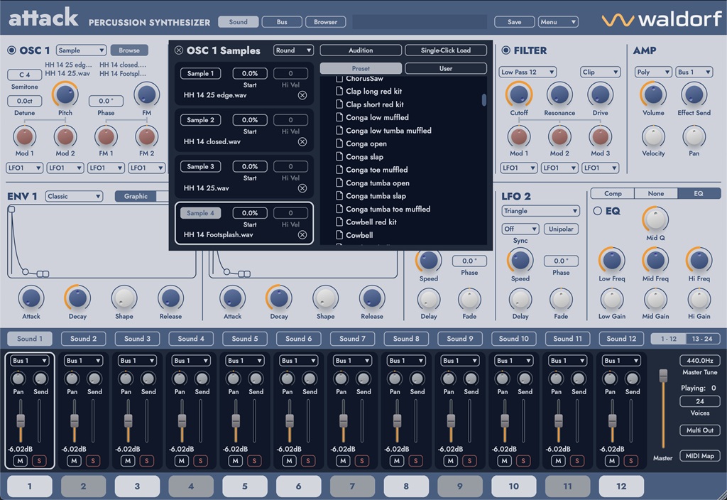 Samples per Browser auswählen im Plugin Waldorf Attack 3