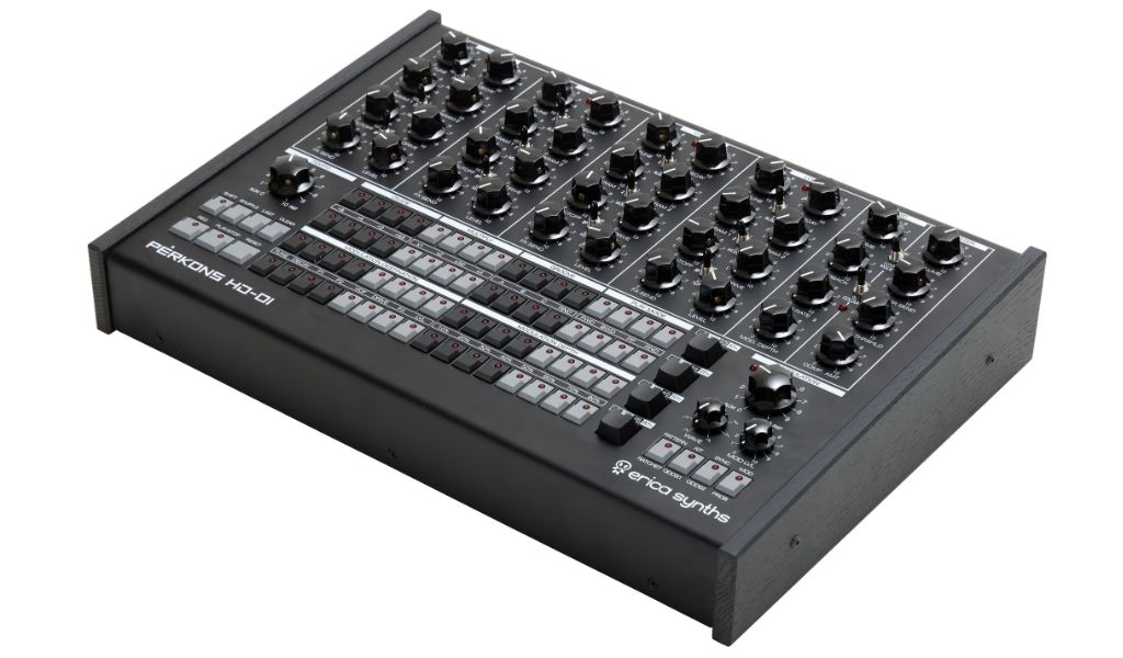 Die Erica Synths Perkons HD-01 Black verbindet hybriden Drum-Sound mit direkter Bedienung und einem klar performativen Ansatz.