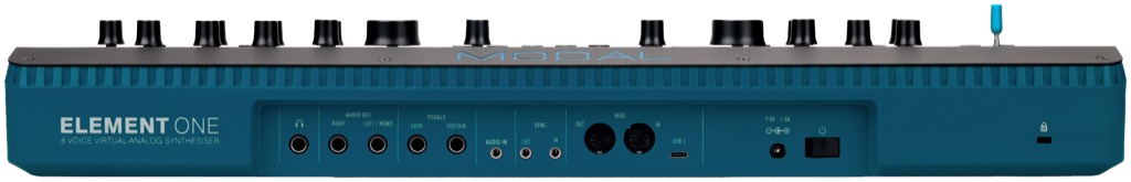 Stereo-Ausgänge, Kopfhöreranschluss, Audioeingang, MIDI, USB-C, Clock sowie Pedalanschlüsse machen den ELEMENT One flexibel integrierbar.