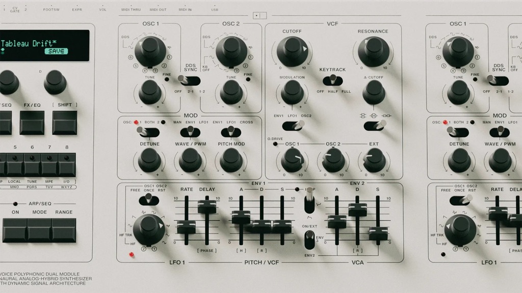 Beide Synth-Engines verfügen über eigene Oszillatoren, Modulationssektionen, Hüllkurven und das analoge Dynamic Multi-Core Stereo Filter.