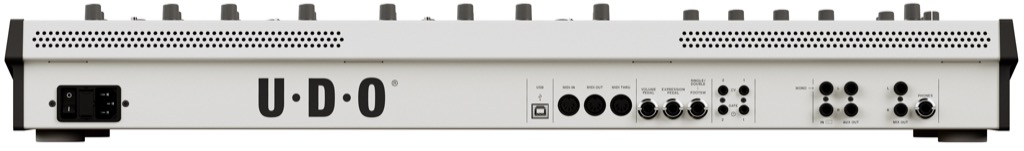 Neben Main- und Aux-Ausgängen bietet der DMNO unter anderem Stereo-Eingang, MIDI, USB, Pedalanschlüsse sowie zwei CV/Gate-Ausgänge.